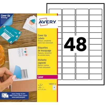 Image of AVERY L4614 25 Cover Up Labels, 45.7 x 21.2 mm