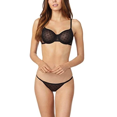 Image of DKNY Intimates Monogram Unlined DEMI BRA Underwired bra, Women&#039;s, Size: 36A, Black
