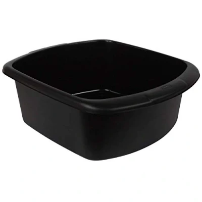 Image of New Whitefurze Kitchen Black Large Rectangular Washing Up Bowl Plastic Basin 9l