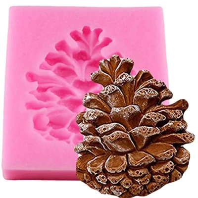 Image of 1pc Christmas Pine Cones Shape Cake Fondant Mold Candy Chocolate Silicone Molds Biscuits Mould Decoration Baking Tools