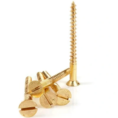 Image of 50x Solid Brass Wood Screws (8G x 1½&quot;) Countersunk Flat Flush Slot Head