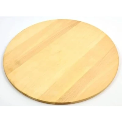 Image of Round Pizza Board Circular Wooden Plate Chopping Cutting Serving Solid Wood with notches 35 cm 14 inches