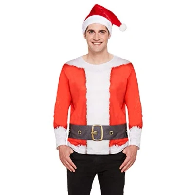 Image of HENBRANDT Santa Claus Christmas Top (One Size) Adult&#039;s Fancy Dress Costume
