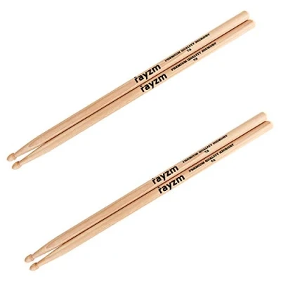Image of Rayzm Drum Sticks 7A, Solid American Hickory Drumsticks/Beater Sticks, Wood Tips