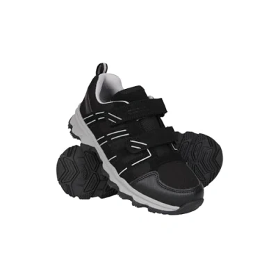 Image of Mountain Warehouse Cannonball Kids Walking Shoes Lightweight &amp; Soft Suede Textile Sneakers with Ankle Support for Autumn Winter Travelling Camping Jet Black Shoe Size 4