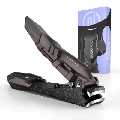 Image of Nail Clippers for Men with Catcher, Small Fingernail and toenail,Stainless Steel Mess Free Clipper of Heavy Duty, Professional German Cutter Adult Women