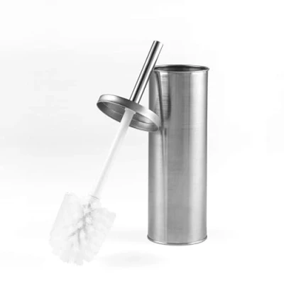 Image of Beldray LA059451SSFEU7 Toilet Brush and Holder Set Bathroom Bowl Cleaning with Stiff Bristles, Stainless Steel Hygienic Lid Design, Deep Clean, Slim for Easy Storage
