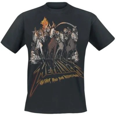 Image of Metallica T Shirt 40th Anniversary Horsemen Band Logo Official Mens Black XL