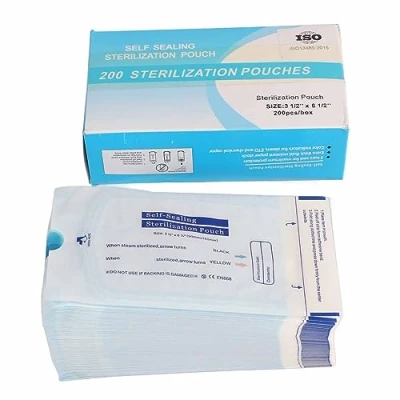 Image of Self Sealing Sterilization Pouch, Dental Storage Bag Disposable Cleaning Pouch for Materials Tool, Offices 200 Pcs, 90 x 165mm