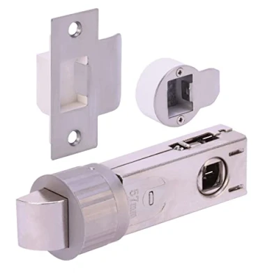 Image of HANDLEZONE® 76mm Passage Bullet Latch, Round Designer Mortice Catch for Internal Timber Doors Satin Nickel