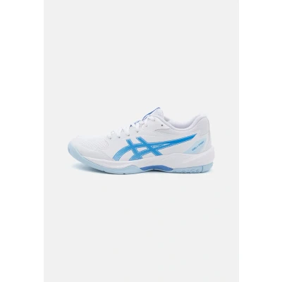 Image of Asics Geltask 4 Handball shoes, Women&#039;s, Size: 4, White/blue coast Textile/synthetics