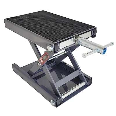 Image of SwitZer 500KG 1100LBS Motorcycle Repairing Jack Scissor Lift Tool Bench High Loading Lifting Capacity Vehicle Stand Adjustable Workstation Motorbike ATV Lifter 23X37cm Large Platform Grey