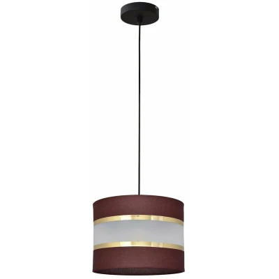 Image of Helam Helen Cylindrical Pendant Ceiling Light Brown, Gold, Black 20cm