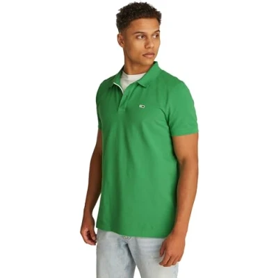 Image of Tommy Jeans SLIM Placket Polo shirt, Men&#039;s, Size: 42, Coastal green