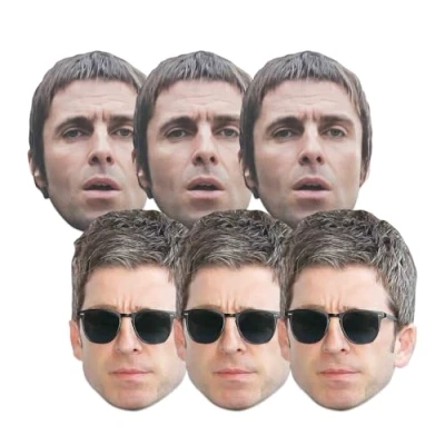 Image of Star Cutouts CMP006 Liam and Noel Gallagher Masks Six Pack Cardboard Face With Tabs Elastic