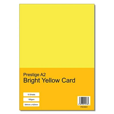Image of Prestige A2 Bright Yellow 180gsm Craft Card x 10 Sheets (594mm 420mm)