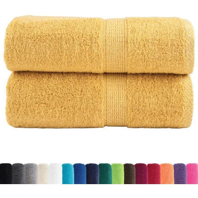 Image of vidaXL Premium Guest Towels Pack of 2 Golden 30 x 50 cm 600 g/m² Cotton
