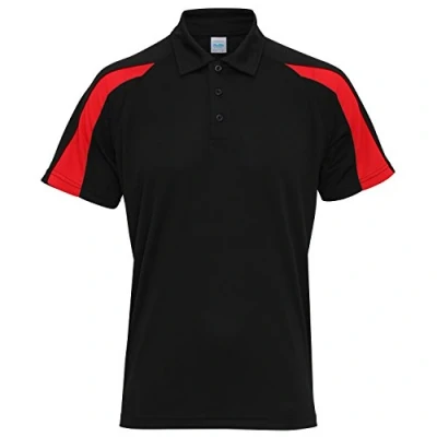 Image of AWDis Cool Contrast Polo Jet Black/Fire Red