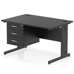 Image of Impulse 1200x800 Desk Black/Black Cable Managed Leg 3 Dr Fixed Ped