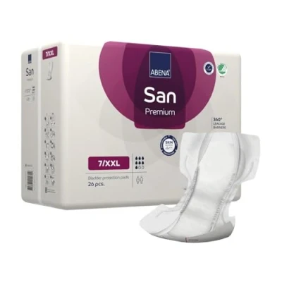 Image of ABENA San Premium XXL Mens &amp; Womens Incontinence Pads, Breathable Comfortable, Fast Absorption, Discreet Effective Shaped Pads for Men/Women Premium, 7, XXL, 4x 26PK