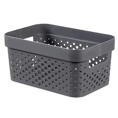 Image of Curver Infinity Tray 4.5 L Dots Recycled Plastic Pink Crates, anthracite grey, S
