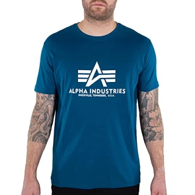 Image of Alpha Industries T CAMO Print Tshirt, Men&#039;s, Size: XL, Naval blue