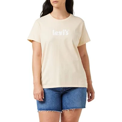 Image of Levi&#039;s THE Perfect TEE Print Tshirt, Women&#039;s, Size: Small, Seasonal poster logo peach puree