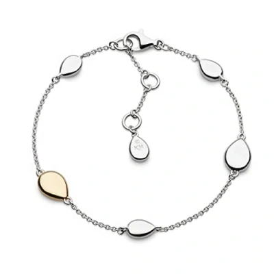 Image of Kit Heath Sterling Silver and Gold Plate Coast Pebble Golden Station Bracelet, 7.5&quot;