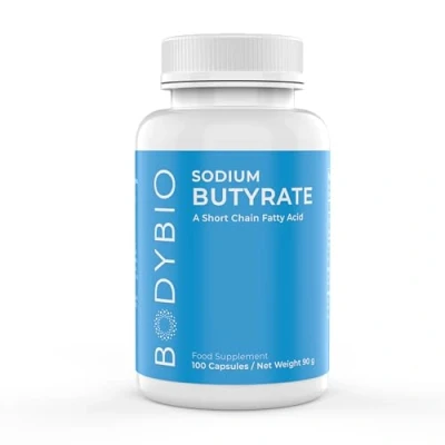 Image of BodyBio POSTBIOTIC Butyrate Supplement Butyric Acid + Sodium Highly Bioavailable No Fillers Additives Vegetarian Friendly 100 Capsules