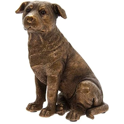 Image of Leonardo Collection Staffy Dog Figurine Sitting Bronze Coloured