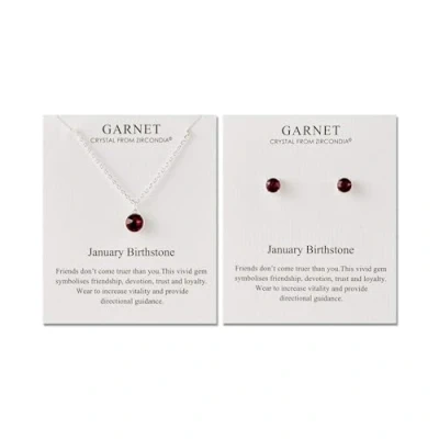 Image of Philip Jones January (Garnet) Birthstone Necklace &amp; Earrings Set Created with Zircondia® Crystals