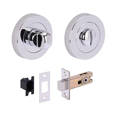 Image of HANDLEZONE® Bathroom Toilet Door Thumb Turn and Release Deadbolt Kit Polished Chrome 65mm Bolt with 45mm Backset