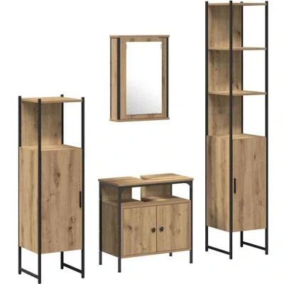 Image of vidaXL 4 Piece Bathroom Furniture Set in Artisan Oak