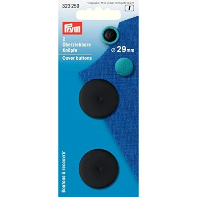 Image of Prym Black Plastic 29mm Cover Buttons (2pc), 14 x 6 1 cm