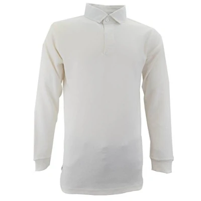 Image of Rugby Shirts for Men Long Sleeve Polo Classic Shirt/Top 220GSM 100% Cotton (XX Large, White)