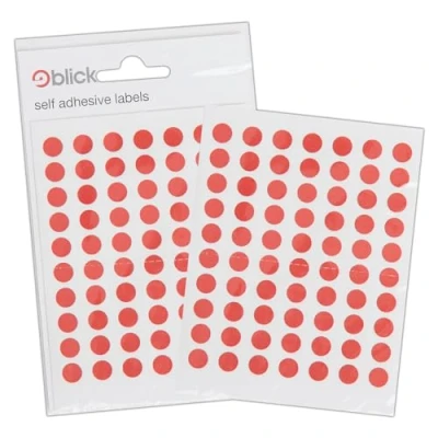 Image of Blick Labels, Red, Self Adhesive Stickers, Coloured Dot, Circles, 8mm, 490 for Home, Office, Family, School, Holiday Calendar Organising, Planner, Rewards Chart, Colour Coding