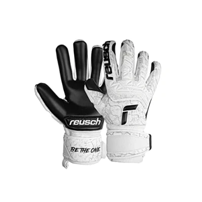 Image of Reusch Attrakt Freegel Infinity Unisex Goalkeeper Gloves with Inner Seam Cut and Grip Covering, Suitable for Artificial Grass, White/Black, 10