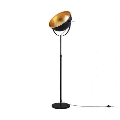 Image of Lindby Muriel floor lamp, 1 bulb, black/gold, metal