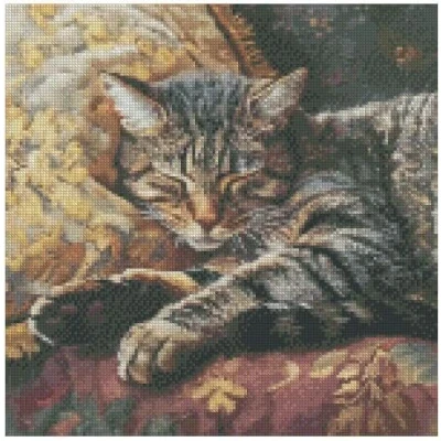 Image of Cats on Sofa (6) Counted Cross Stitch Kits, 14ct 150x150 Stitch,26x26cm Cotton Kits