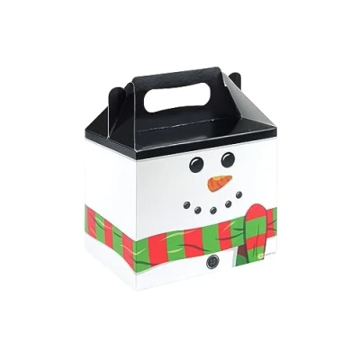Image of HENBRANDT Snowman Medium Party Lunch Box for Christmas Parties Xmas Dinner Food Gift Favours Goodies Treats Empty Cardboard Packaging Boys and Girls