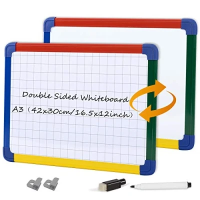 Image of Swansea Small Whiteboard a3 Portable Magnetic White Board Double Side Dry Erase for Home Office School Classroom, Handheld and Wall Mount, 42x30cm
