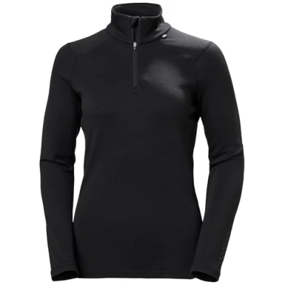 Image of Helly Hansen Women&#039;s Lifa Merino Midweight 1/2 Zip Jacket, Black, X Small