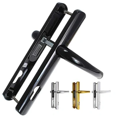 Image of Yale Superior Door Handle, Standard Security, for PVCu doors, works with cylinders and mortice sashlocks, Visi Packed, Black Finish, 92 mm/215 mm