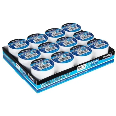 Image of Blue Spot Tools 48mm x 4.5M White Double Sided Tape