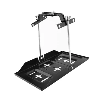 Image of Car Battery Tray, Universal Vehicle Tray 135mm 190mm Adjustable Hold Down Clamp Kit for Automotive Marine Use, 13.5 x 7.87in, Black