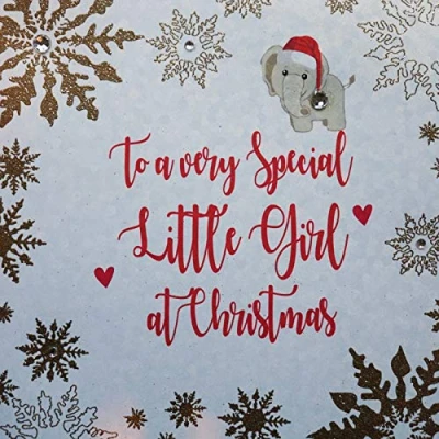 Image of WHITE COTTON CARDS F2 LG&quot;to a Very Special Little Girl&quot; Handmade Christmas Card&quot;