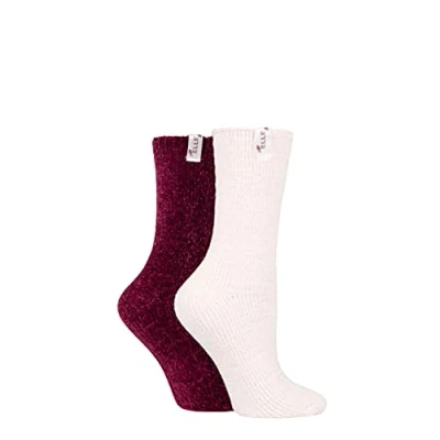 Image of Elle Women Chenille Boot Socks Pack of 2 (Mauvewood, 4 8)