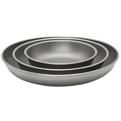 Image of TiTo Titanium Plate Dish Outdoor Camping Tableware Ultralight Round Fruit Alloy Dinner Dishes Pan for BBQ Hiking Picnic (3pcs)