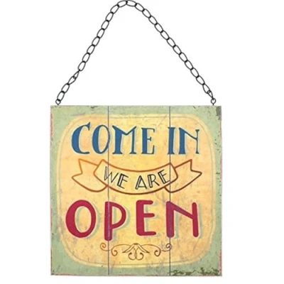 Image of Something Different Wholesale Open/Close Sign (12/24), Wooden, Multicolour, 22x22x1 cm