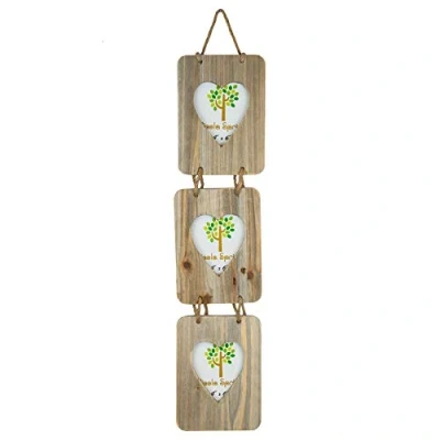 Image of 4&quot; x 6&quot; Wooden Hearts Hanging Triple Photo Frame By Nicola Spring